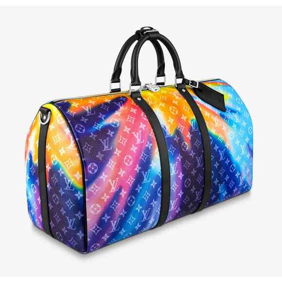 Louis Vuitton Keepall Bandouliere 50 Sunset Multicolor Black Weekend Travel Bag - Picture 6 of 12